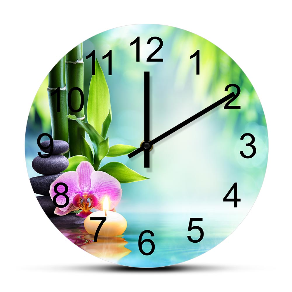 Wellness Spa And Massage - 세이지 연꽃 젠 스톤 무소음 벽시계