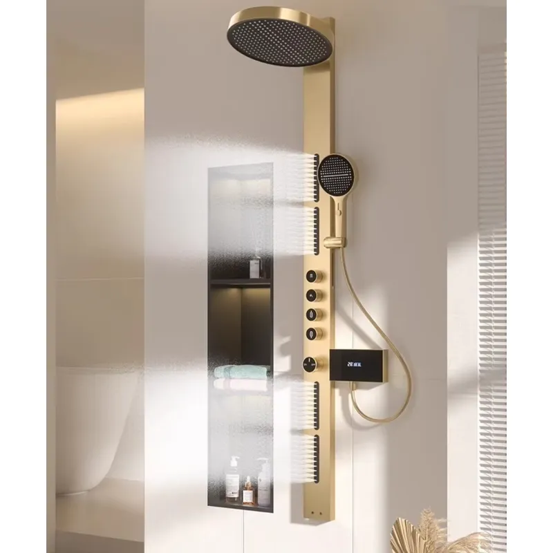황동 레인폴 샤워 패널 세트 디지털 디스플레이 벽걸이형 - Spa&Wellness Earth City Шелепиха 리뷰 및 가격